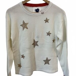 Just Madison Ivory Sweater with Gold Star Accents